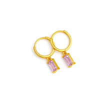 Load image into Gallery viewer, Baguette Drop Hoops
