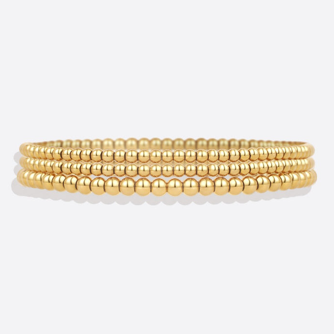 Trio Gold Bead Bracelet Set